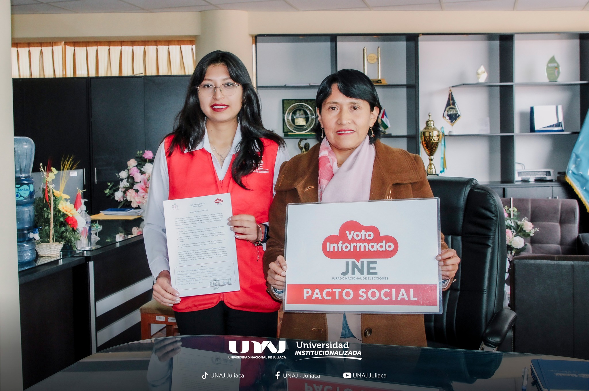 UNAJ firma convenio de pacto social con el Jurado Nacional de Elecciones en una alianza estratégica para el fortalecimiento democrático